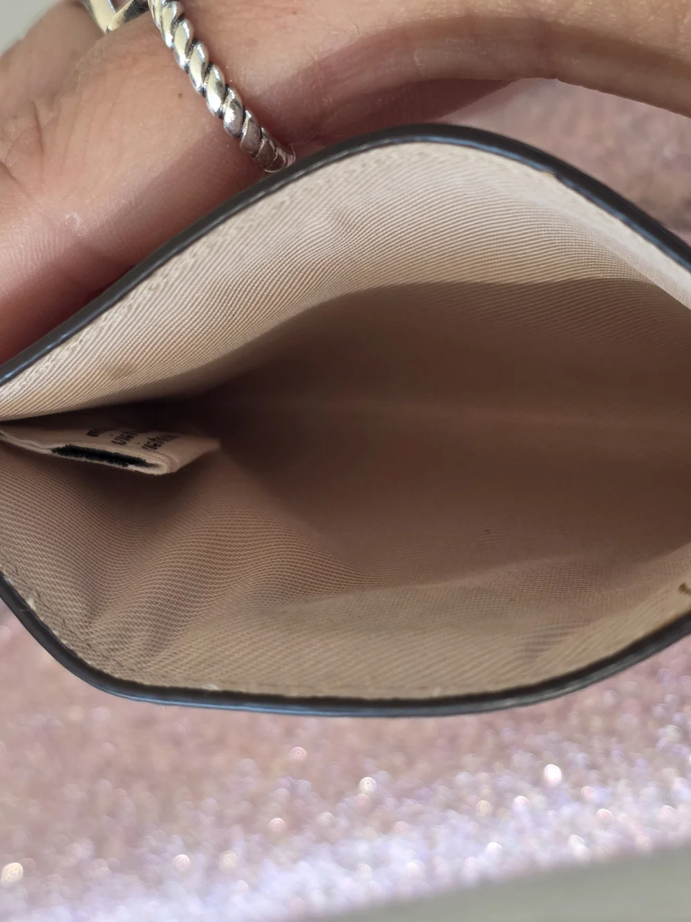kate spade Pink Glitter Chain Clutch + Card Holder